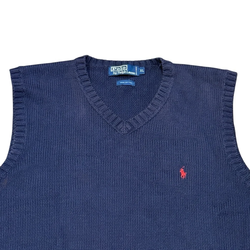 Vintage Polo Ralph Lauren Chunky Knit Heavy Cotton Pony Vest Men’s Sz XL